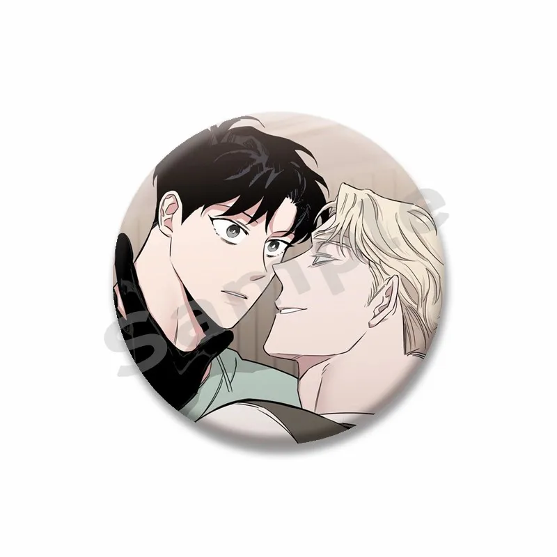 Koreaanse BL Manga Rozen en Champagne Ronde Broche Jongens Liefde Manhwa Knop Pin Anime Rol Caesar Lee Won Badge Fan Verzamelen Geschenken