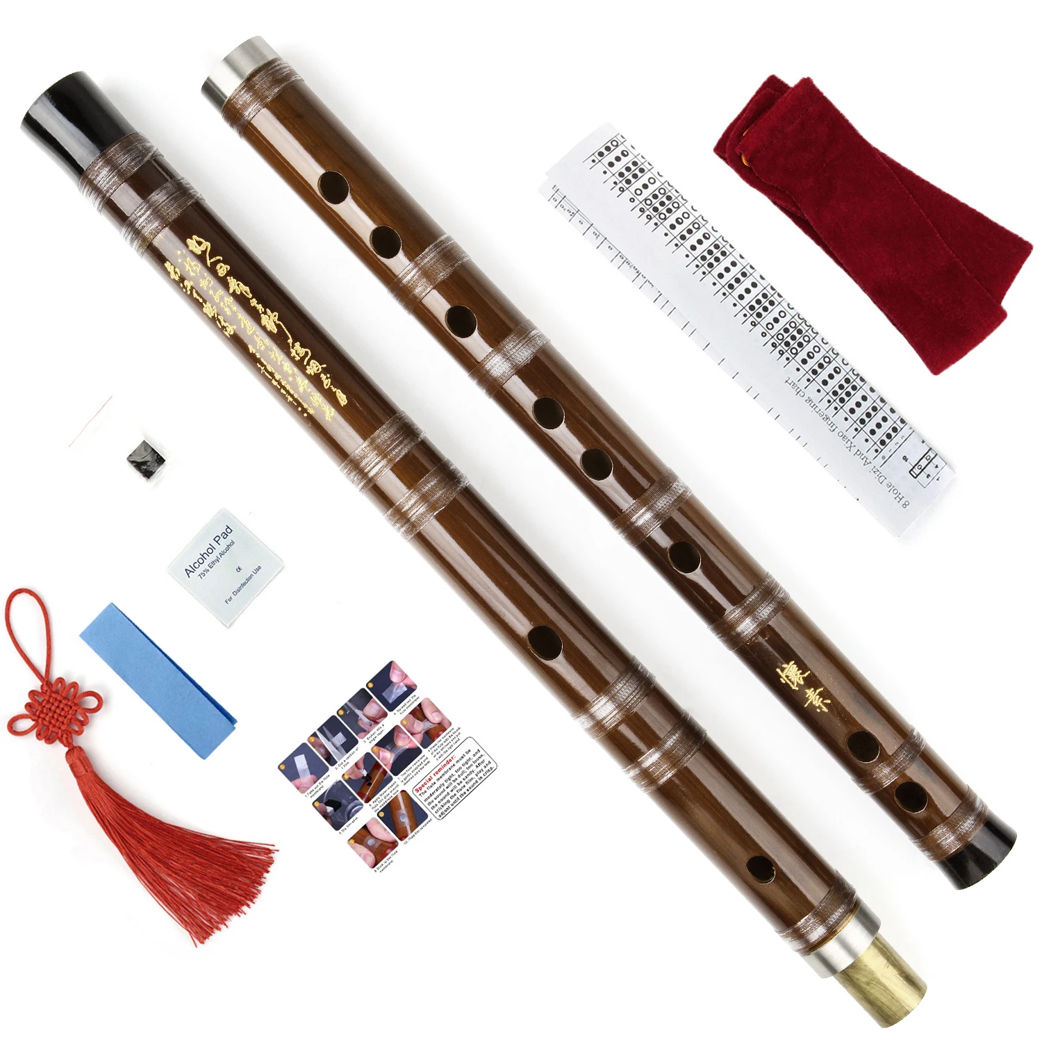 Flauta de bambú china, instrumentos profesionales de viento de madera, flautas de color Natural