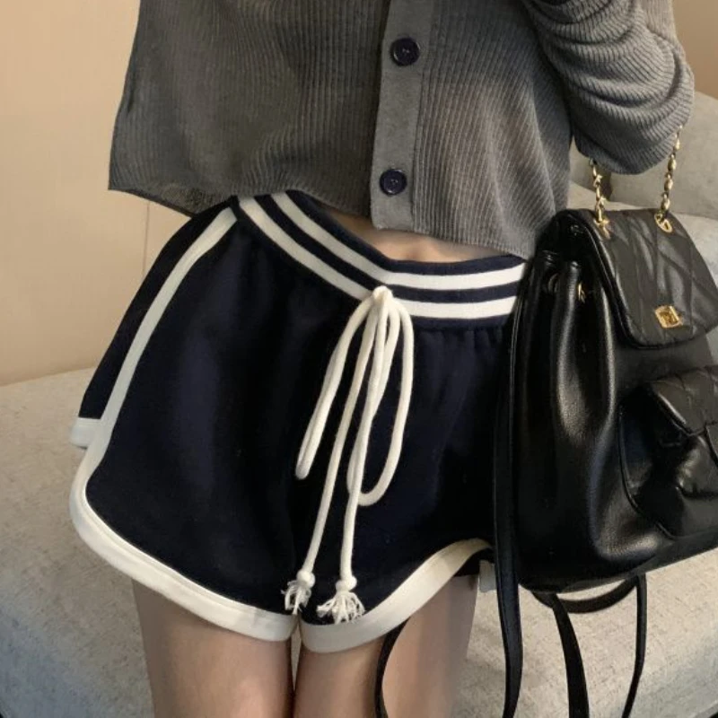 Shorts Women Panelled Drawstring Summer Classic High Street American Style Casual Simple All-match Fashion Chic College Ulzzang