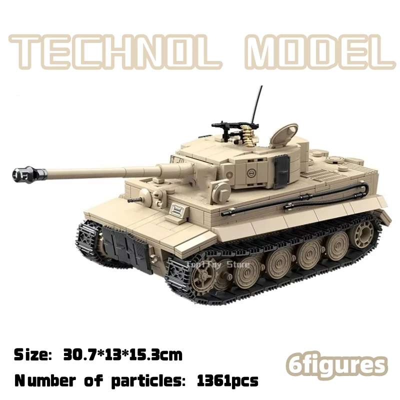 

1361PCS WW2 Technical Military Classic Tiger I Heavy Tank Collection Model Soldiers Puzzle Building Blocks Bricks Boy Gifts Toys
