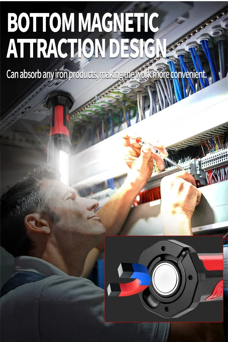 Autoreparatur-Arbeitsleuchte COB Wiederaufladbare Handinspektionsleuchte Notbeleuchtung LED-Arbeitsleuchte – Detail 7