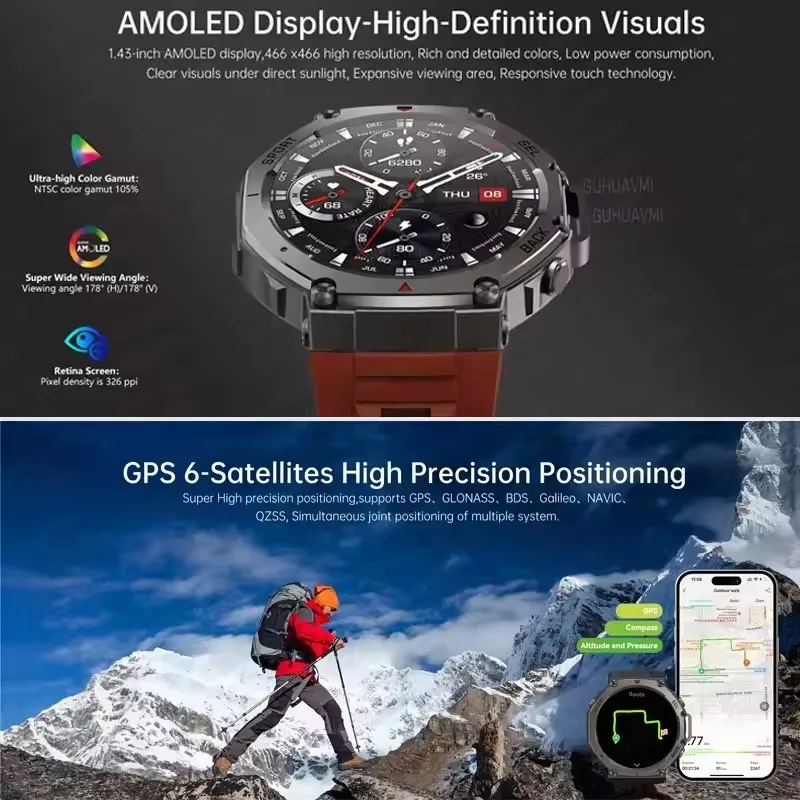 2025 الأصلي T-Rex 3 الترا العسكرية لتحديد المواقع Smartwatch المدمج في GNSS البوصلة مقياس الارتفاع 10ATM مقاوم للماء الرياضة Smartwatch الرجال النساء