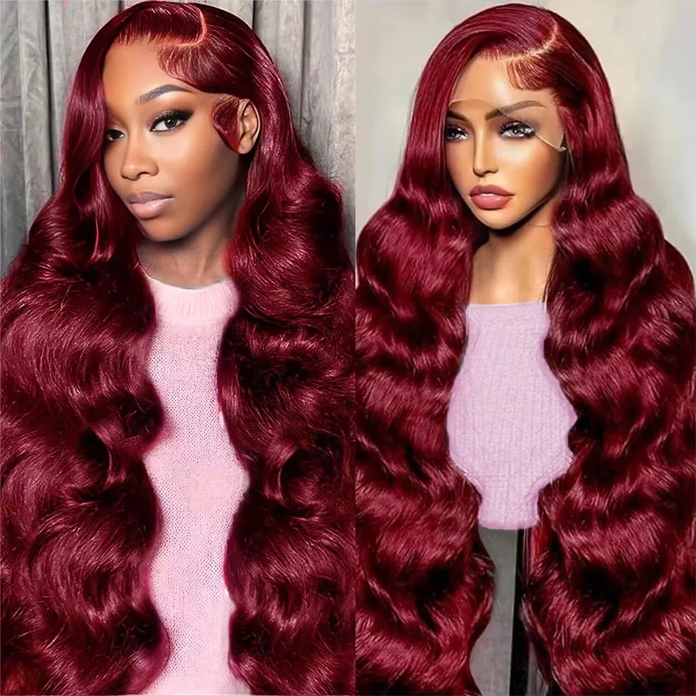 

Burgundy #99J Body Wave Wig 13x4 HD Lace Frontal Brazilian Human Hair Wig 13X6 Transparent Lace Front Wig 18-40 Inches For Women