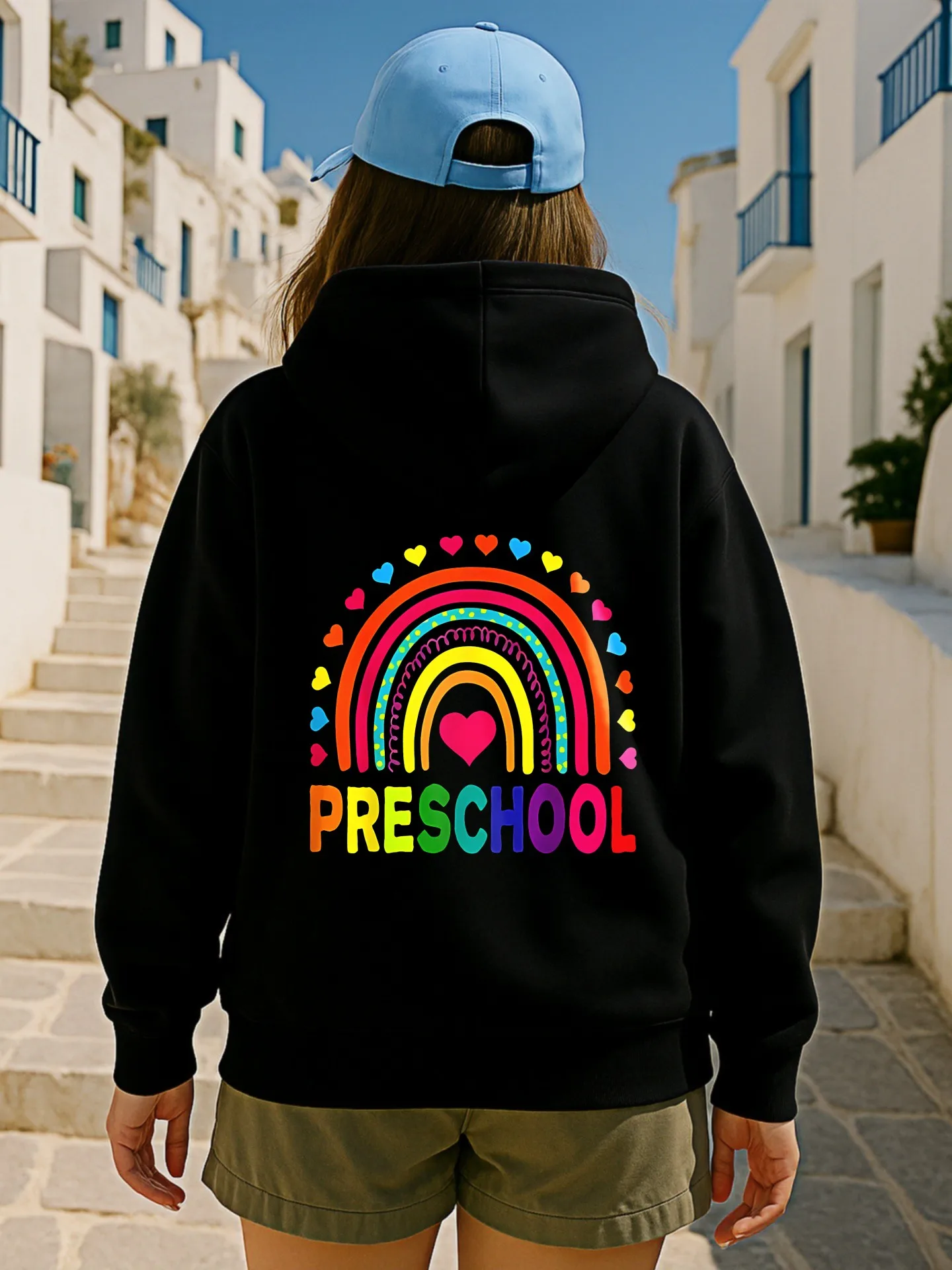 Sudadera con capucha gráfica para mujer, estampado lindo, estilo estético, forro polar, uso diario informal, para adolescentes