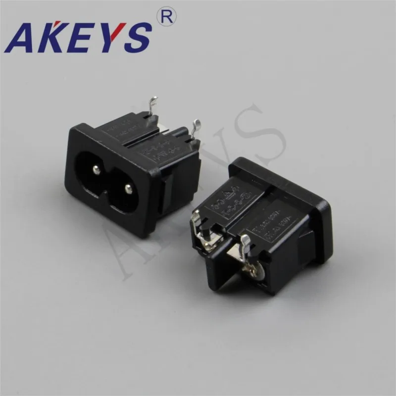 10 PCS AC-026B male three-character AC Power Inlet Socket with ear side insert 90 degree socket