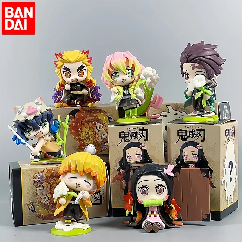 Bandai 6-9cm Demon Slayer anime figure Kamado Nezuko Mystery box PVC action figue Valentine's Day gifts model decoration toys