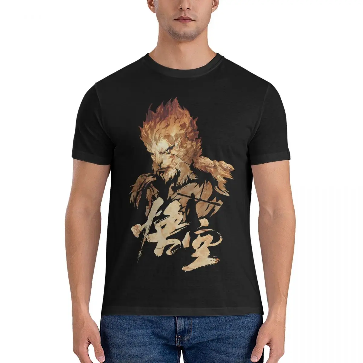 

Мужская хлопковая футболка с коротким рукавом, круглым вырезом и коротким рукавом