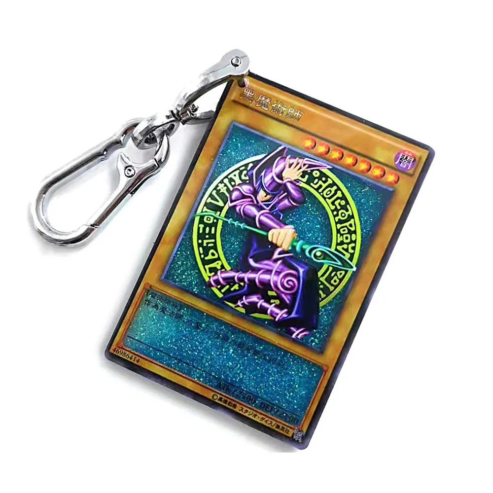 Anime Duel Monsters Keychain Unisex Black Magician Girl White Dragon Printing Acrylic Pendant Keyrings Accessories