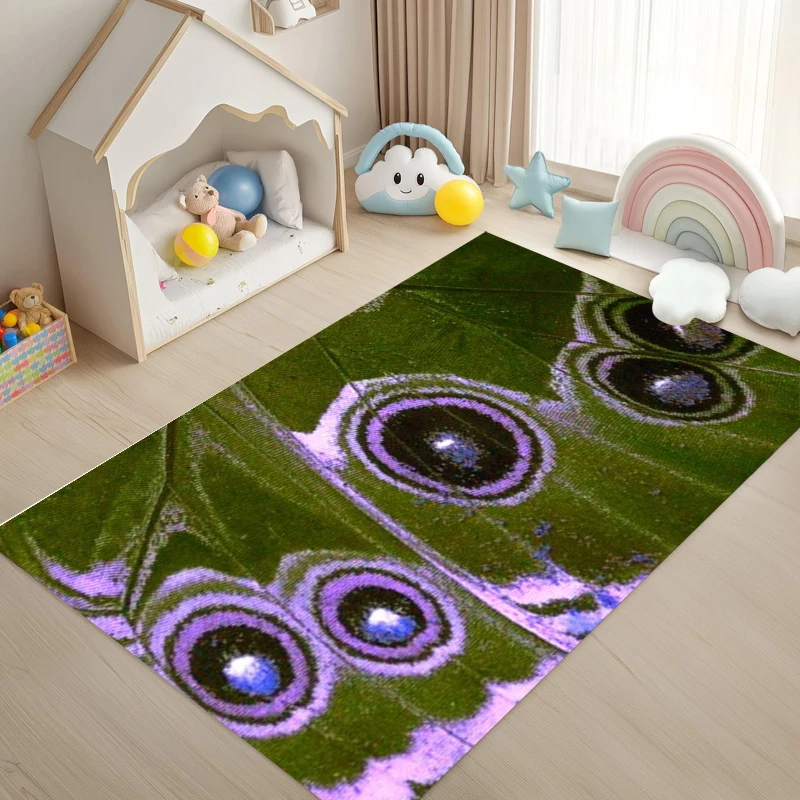 Bohemian Style Butterfly Wing Pattern Carpet Non-slip Mat for Living Room Bedroom Kids Room Durable Washable Rug