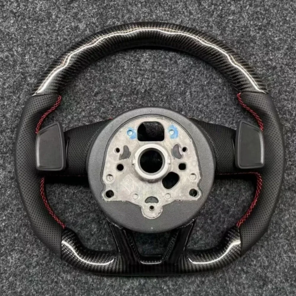 Steering Wheel Carbon Fiber Leather Perforations With Frame Button B9 S3 S4 S5 RS3 8V RS5 With Paddle Shifter For Audi RS4