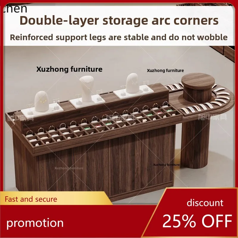 

ZML Solid Wood Double-Sided Jewelry Store Display Cabinet Necklace Jewelry Earring Display Rack