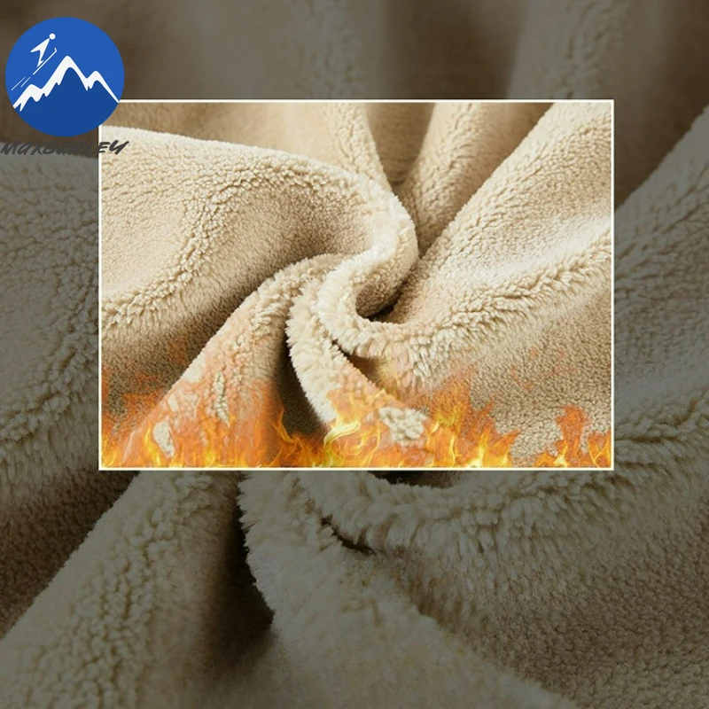 Winter Fleece Jacket Men Comfort Camping Cold Proof Padded Coats Fur Collar Single Row Button Wrinkle Resistant Lightweight Coat