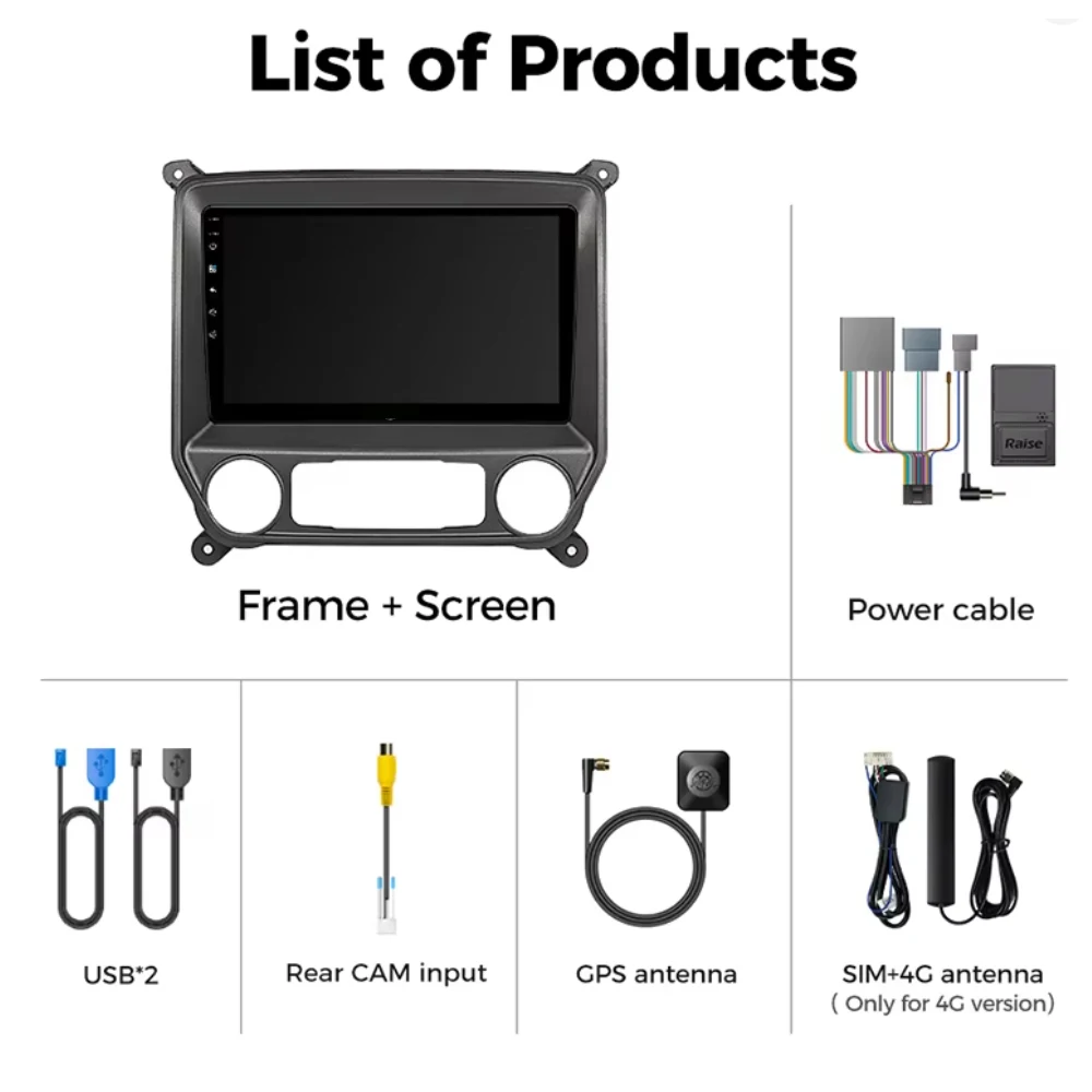 Android 16 Car Radio CarPlay Android Auto For Chevrolet Silverado 3 GMTK2 2014-2018 Car Multimedia Player Wireless GPS WIFI 4G
