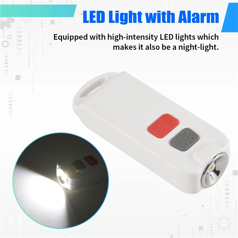 B03B-alarma personal, alarma de seguridad para mujeres con luz LED SOS, sirena de 130DB, dispositivo de sonido de llavero impermeable para niños mayores