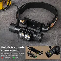 H25L USB Rechargeable Headlamp 18650 Head Light Dual LH351D 1200LM 90CRI 5000K