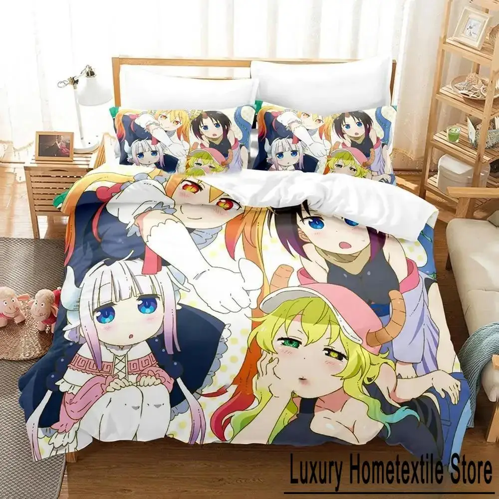 

3DAnime Miss Kobayashi's Dragon Maid Bedding Set Duvet Cover Bed Set Quilt Cover Pillowcase Comforter king Queen Size Boys Adult