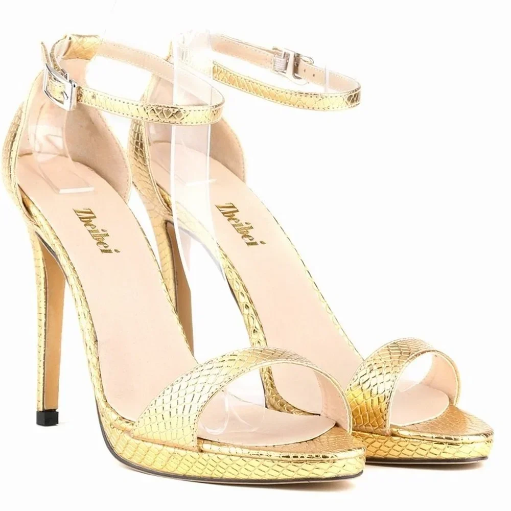 Sandali da donna Tacchi a spillo 11 cm Tacchi alti estivi sexy Eleganti décolleté in pelle di coccodrillo Pole Dance Scarpe eleganti per party di