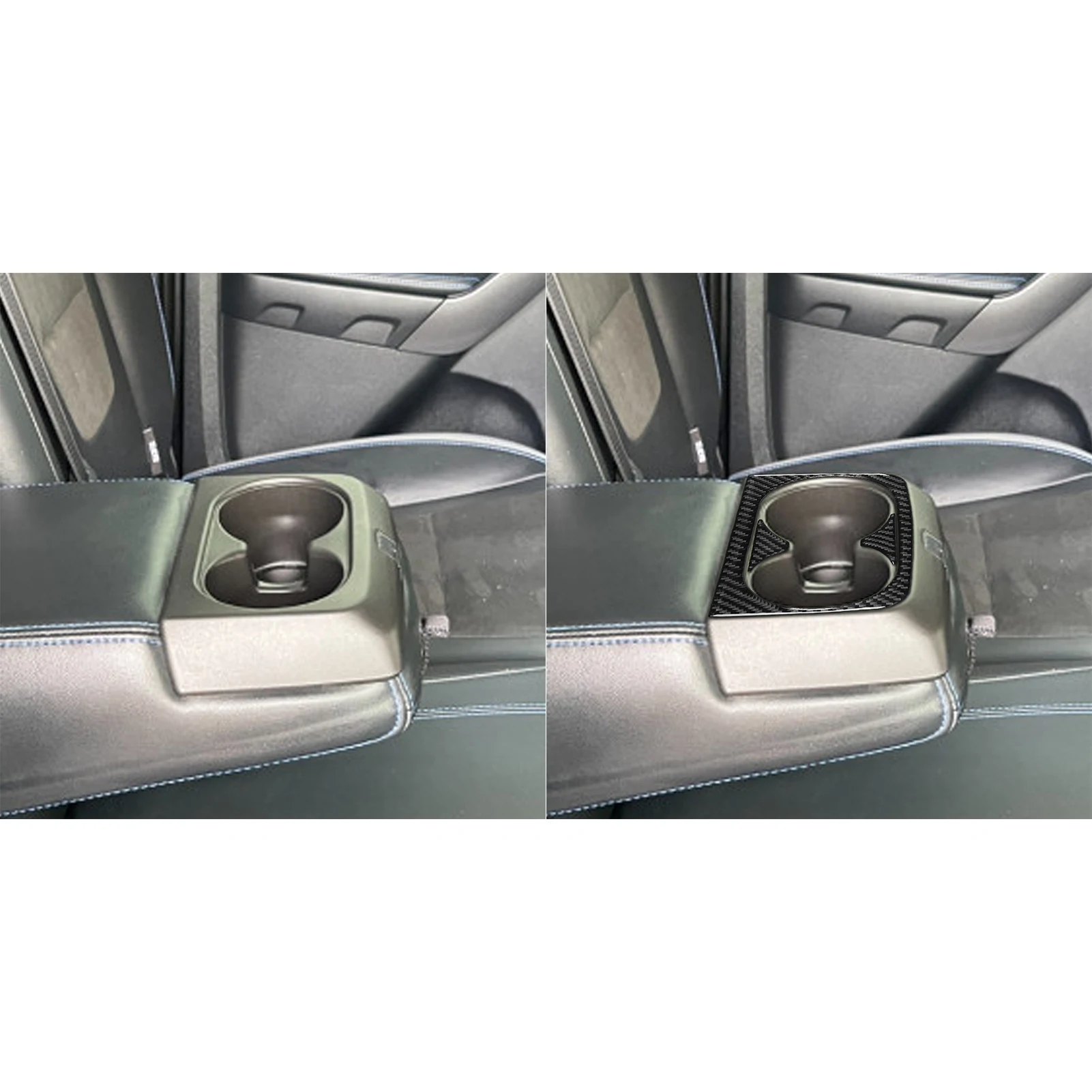 For Ford Ranger Sport 2020-2022 Car Rear Cup Holder Cover Frame Trim Real Carbon Fiber Interior Accessories Decoration Stickers