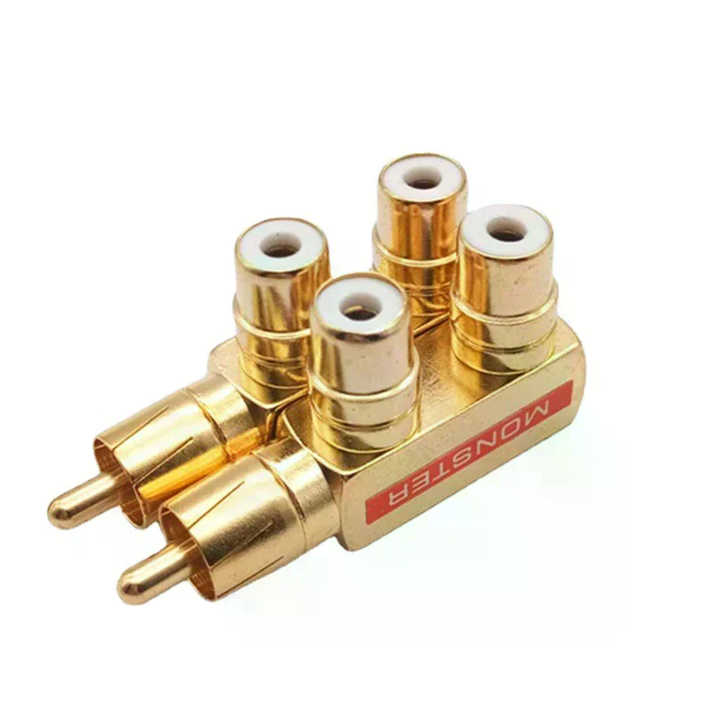 Connector Adapter DIY Accessories Gold Plated AV Audio Splitter Plug  Adapter 1 Male To 2 Female F Style