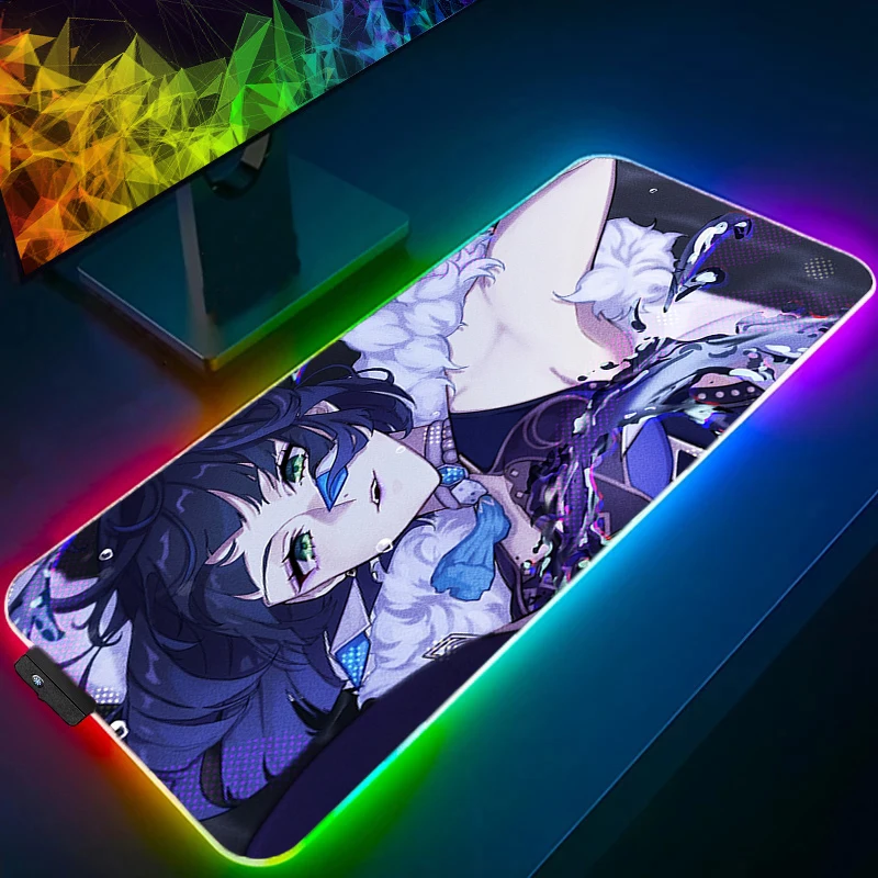 

Mouse Pad Anime Gamer RGB Computer Genshin Impact Yelan Mousepad Gaming Accessories Tablet Varmilo Keyboard Pad LED Desktop Mat