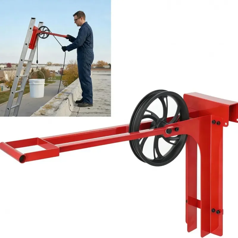 Lifting wheel with long handle, 500 lb ladder pulley, 8.5 inch scaffolding wheel, scaffolding