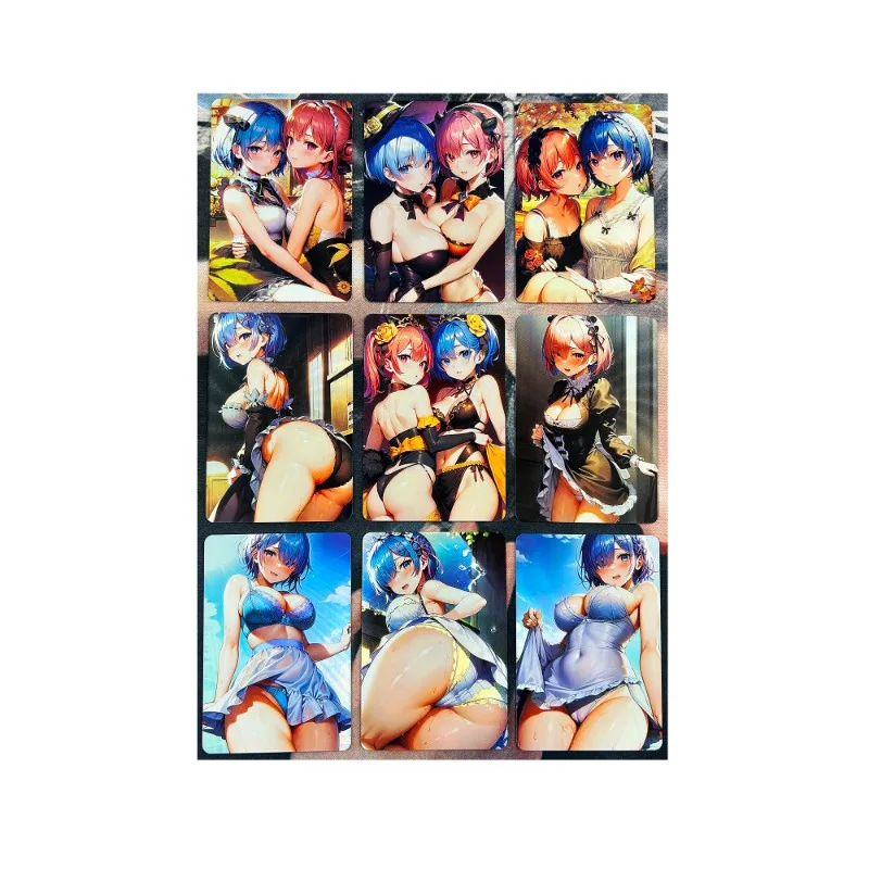 

9pcs/set Anime Sexy Girls Collectible Cards Kawaii ACG Re 0 Rem Refraction No.3 Suit Hobby Cartoon Game Collectible Cards Gifts