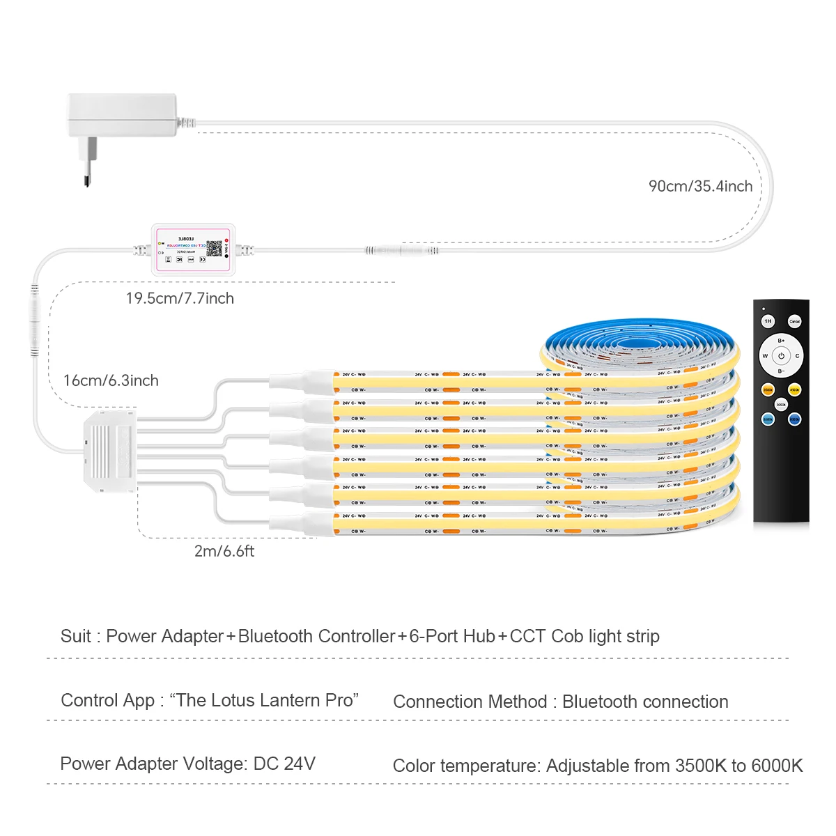 CCT Dimmable LED Strip Light Bluetooth Control Lamp Room Wall Decor Backlight 3000-6500K Led Cabinet Lights IR Remote Control