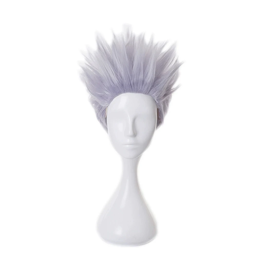 Anime Gojo Satoru Cosplay Wigs  Short Heat Resistant Synthetic Hair with Wig Cap Party Without Eye Patch For Halloween Role play