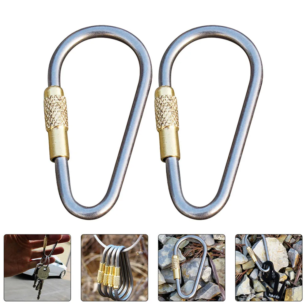 2 قطعة سبائك التيتانيوم حلقة تسلق كليب عالية القوة في الهواء الطلق المشي لمسافات طويلة مشبك متعدد الوظائف المفاتيح تسلق الجبال كليب التخييم #4