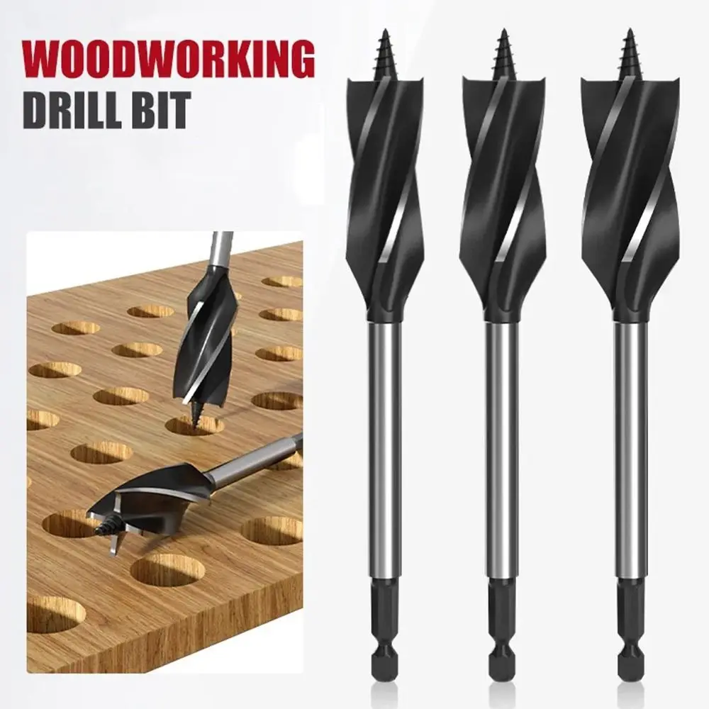 

10mm-25mm Auger Drill Bit Four-slot with Hex Shank Twist Drill Bit Set Sharp Wear-resistant Wood Fast Cut Auger Door Lock