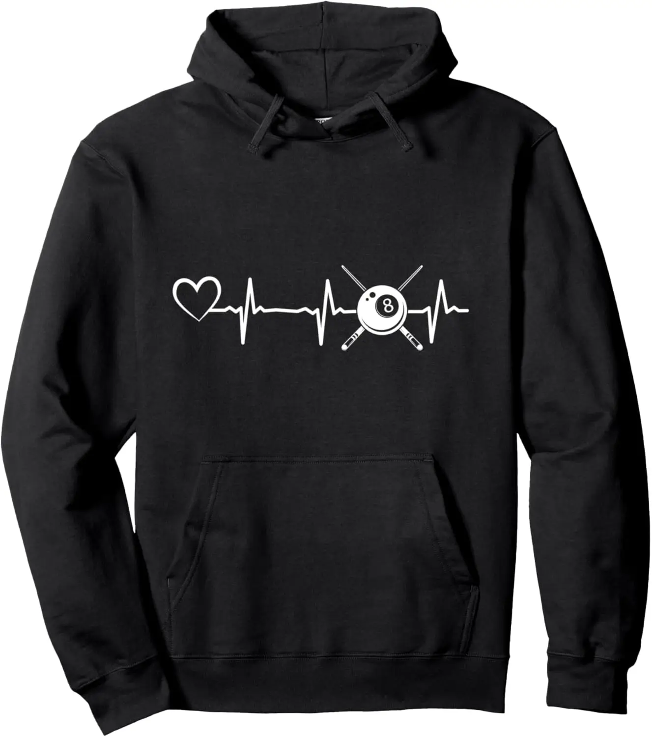 Billiards 8-Ball Pool Billiard Heartbeat Heart - Billiard Pullover Hoodie Customizable Sweatshirt Women Men Clothing