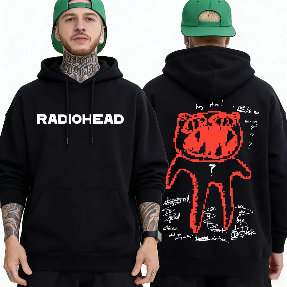 Rock Band Radiohead Kid A Hoodie Men Women Retro Hip Hop Oversized Hooded Sweatshirt Male Gothic Casual Vintage Pullover Hoodies