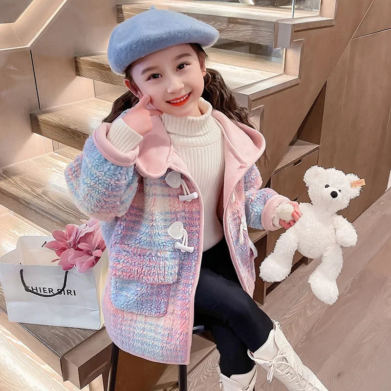 Girls Coat 2023 New Autumn and Winter South Korean Style Fashion Coat Children Clothing Girl Casual Fleece Lined Clothes Coat