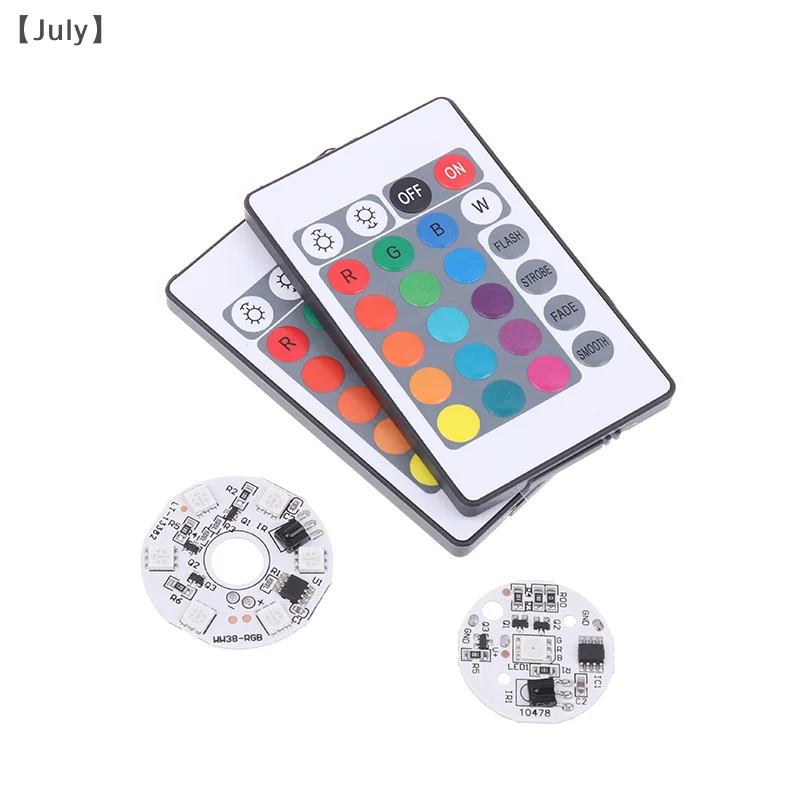 Tablero de luz RGB de Color, fuente de luz LED redonda, interruptor de bajo voltaje DC 5V, Control remoto para Base de adorno, LED DIY