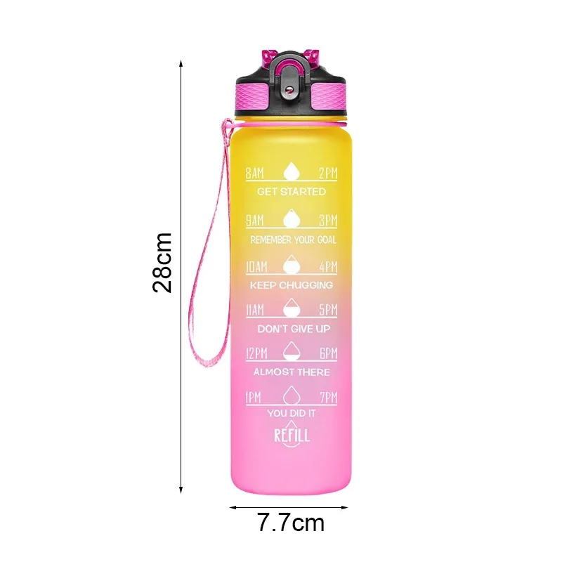 900ML Water Bottle with Straw Motivational Sport Water Bottle for Girls Leakproof Drinking Bottles Outdoor Travel Fitness Jugs