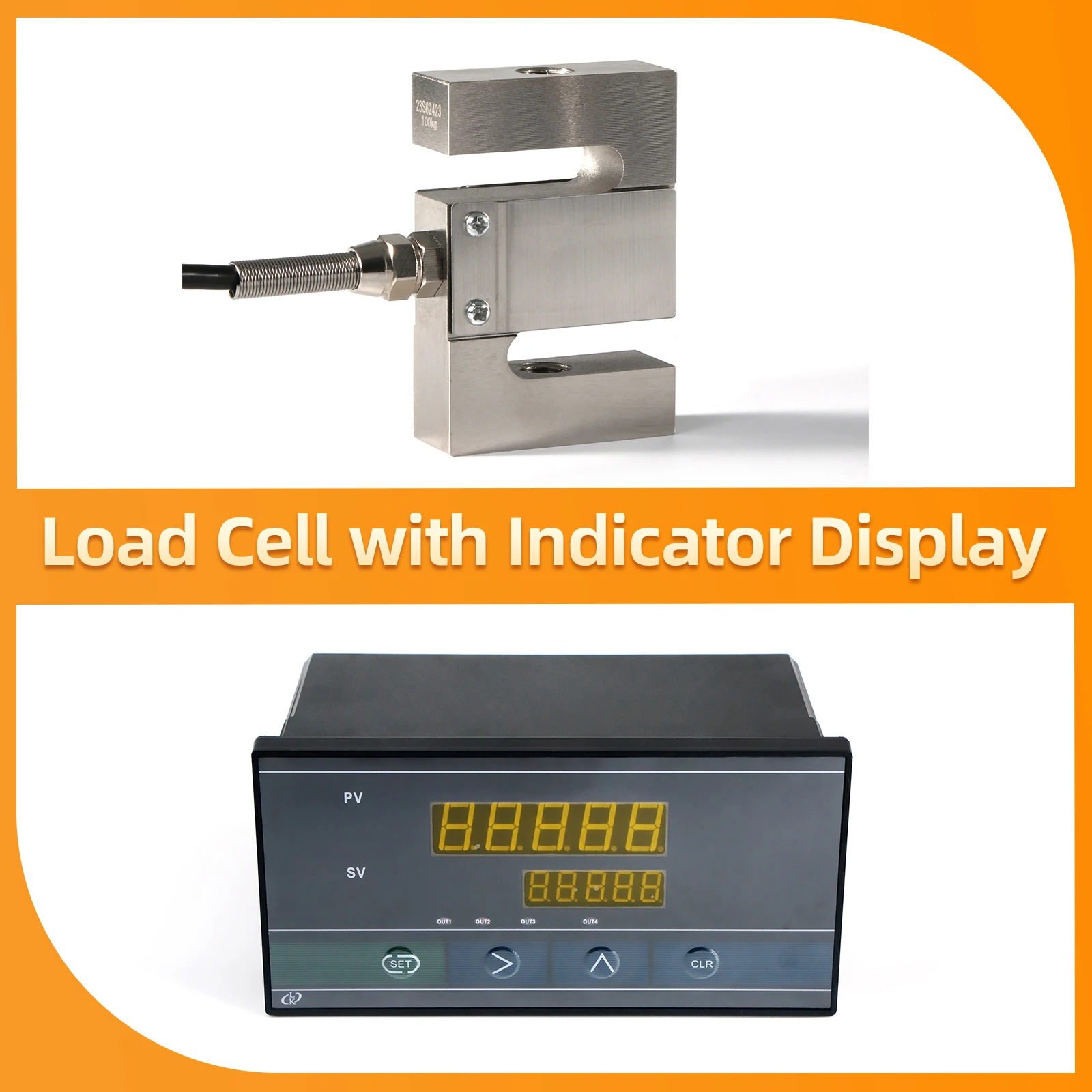 Load Cell Sensor with Indicator Display,High Precision S Type Sensor Test Compression Force Weight Pressure Range 0-3T