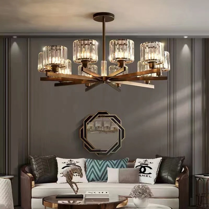 Luxury Living Room Chandeliers Crystal Round Ceiling Mounted Pendant Lamp Bedroom Kitchen Black Gold Indoor Lighting Fixture