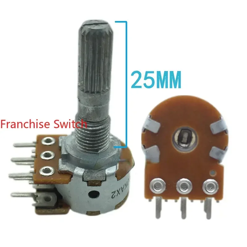 

5PCS Genuine RK16 Type Duplex Potentiometer A50K A100K 6-pin Fever Audio Amplifier