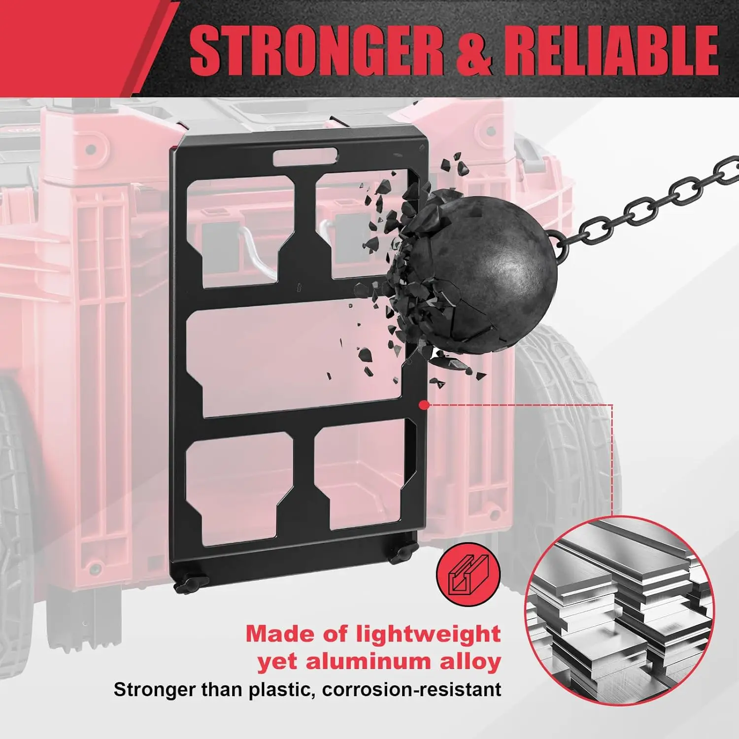 Mounting Plate Compatible with Milwaukee 48-22-8427 Packout Toolbox, Attaches to Rolling Toolbox Handle
