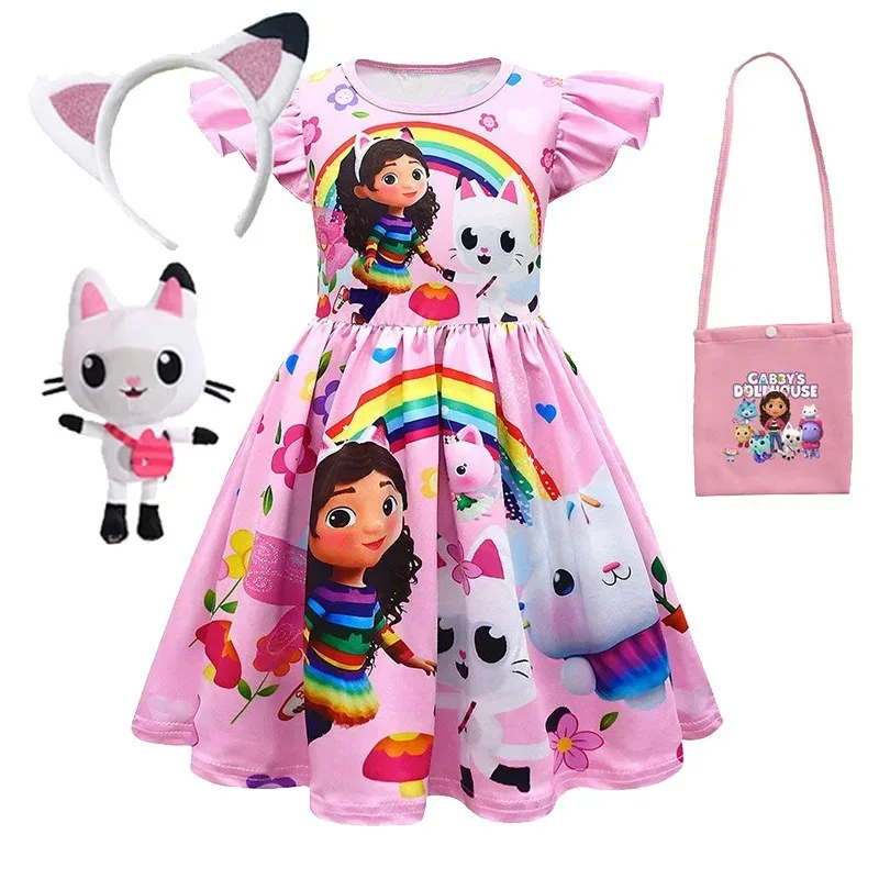 

XT8Gabby's Dollhouse Kids Clothes Fashion Girls Princess Dress Gabby Cat Children Birthday Gift Halloween Costume For LittXT6@!