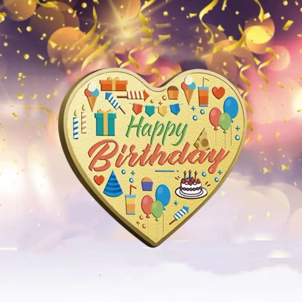 Love Birthday Cake Heart-shaped Commemorative Coin Heart Shape Collectibles Coins Lucky Chapter for Love Commemorative Coins