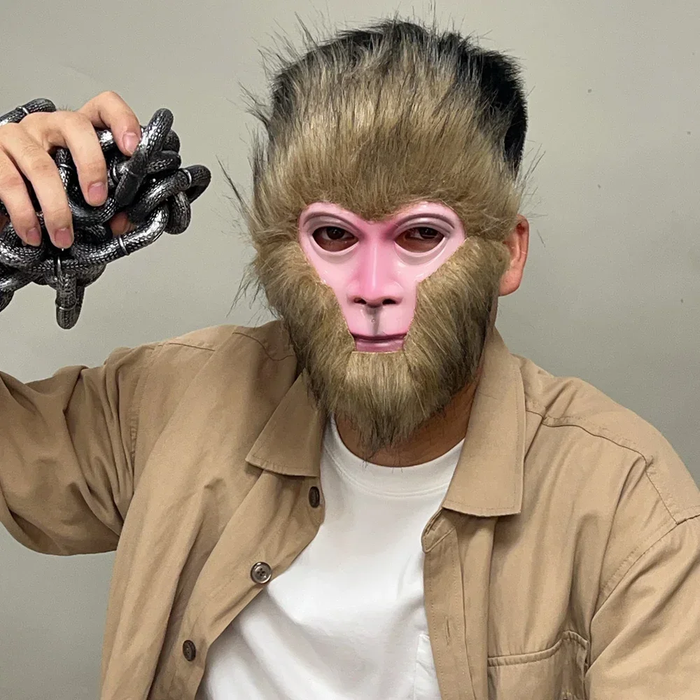 High Quality Monkey Latex Mask Chinese Monkey King Sun WuKong Halloween Cosplay Costume Adult Carnival Party Mask Theater Prop image 6