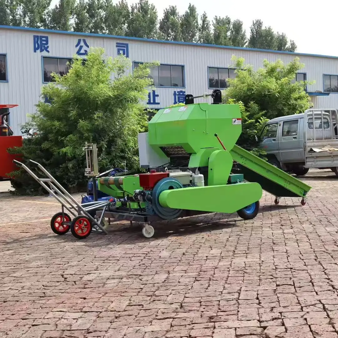 Red Diesel Engine Motor Gearbox Gear Silage Baler Wrapper | Automatic Hay Bale Wrapping Machine 1 Year Warranty for Silage