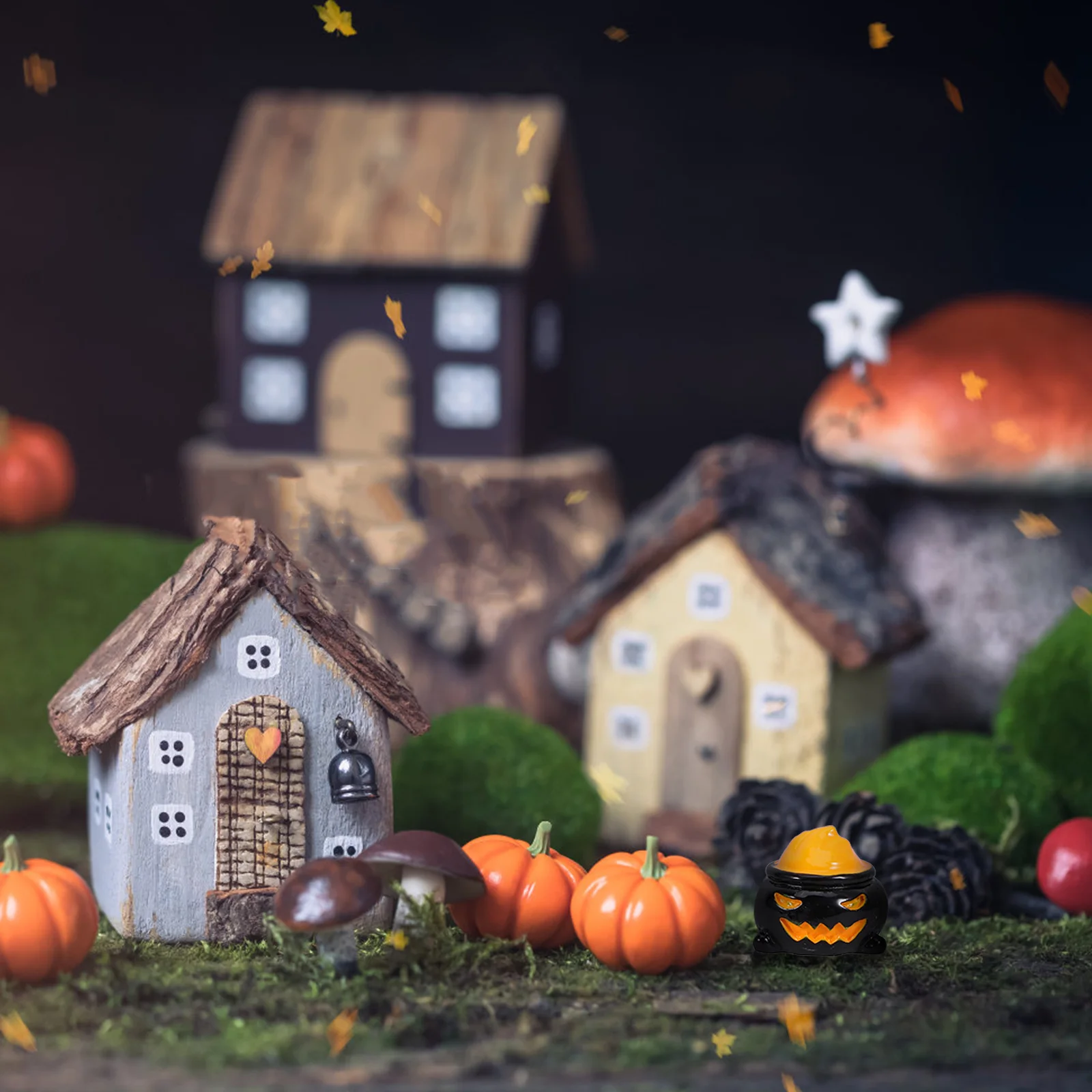 10 قطعة من حلي الراتنج المصغرة على شكل يقطين الهالوين ديكور الحفلات ملحقات المناظر الطبيعية الصغيرة تخطيط مشهد الهالوين #2