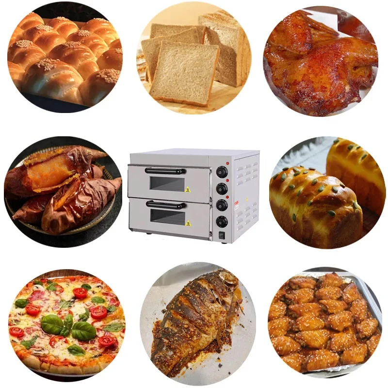 Horno multifuncional de doble capa de alta calidad, máquina para hornear Pizza italiana de acero inoxidable, fácil de operar