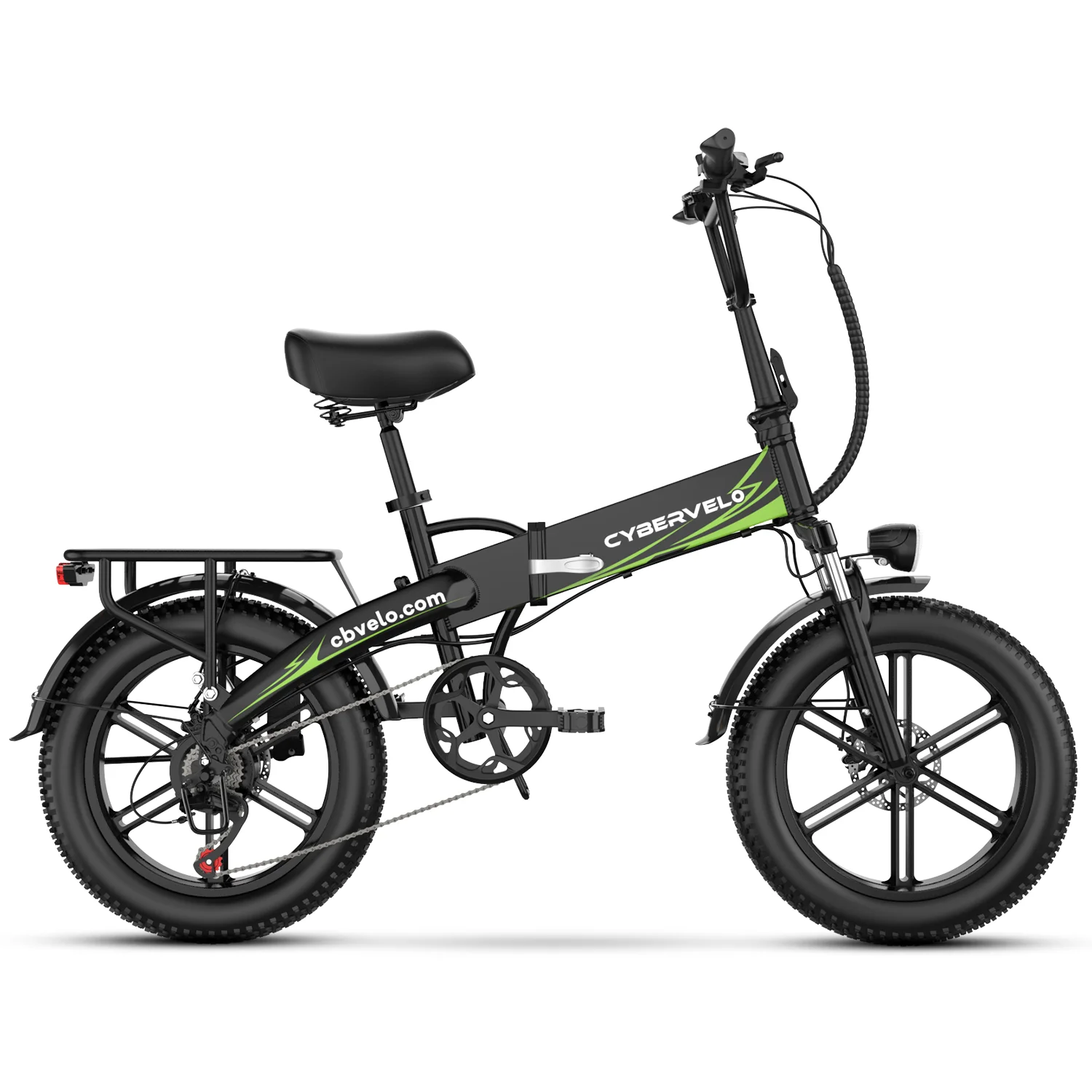 Cybervelo 20" 1000W Electric Bike - Foldable Mountain Sand Off-Road Long Range E-Bike with Built-In Battery for Adults EK5 80 Miles+ image 1