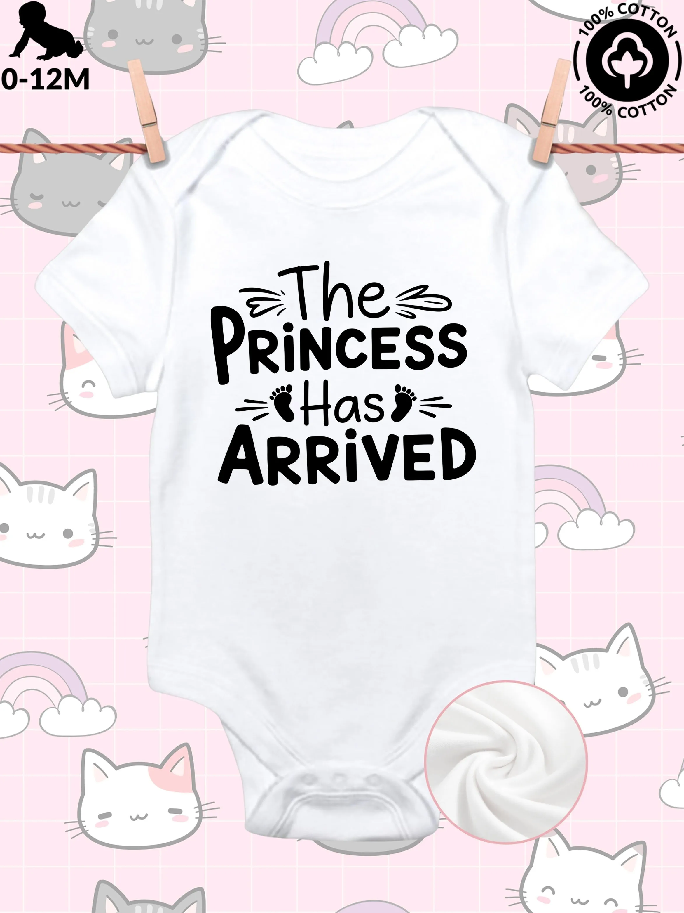 

Комбинезон-слип унисекс для малышей «Принцесса прибыла», из чистого хлопка, мягкий, всесезонный, белый, 190 г/м²