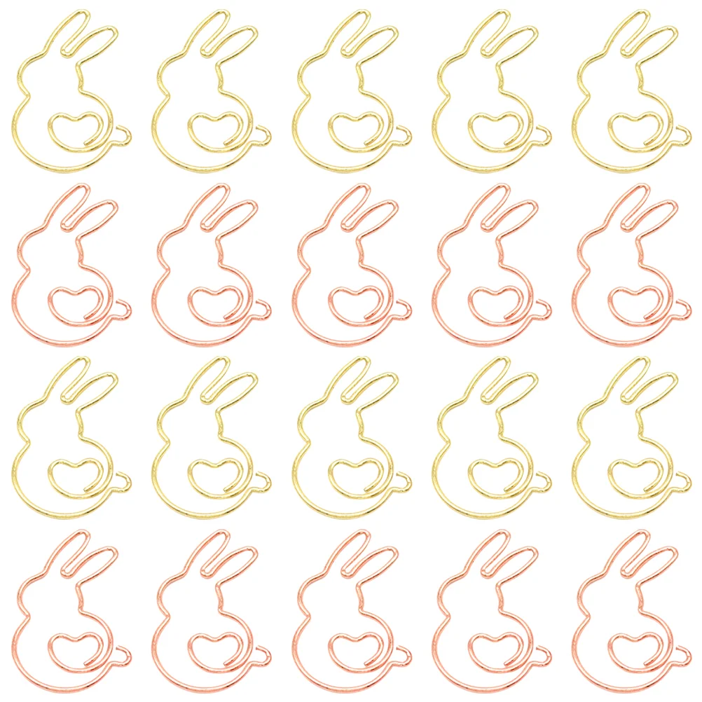 Cute Paper Clips Rabbit Shaped 20Pcs Metal Paper Clamps Bookmark Clips File Document Clips Picture Clips Photo Clips Home