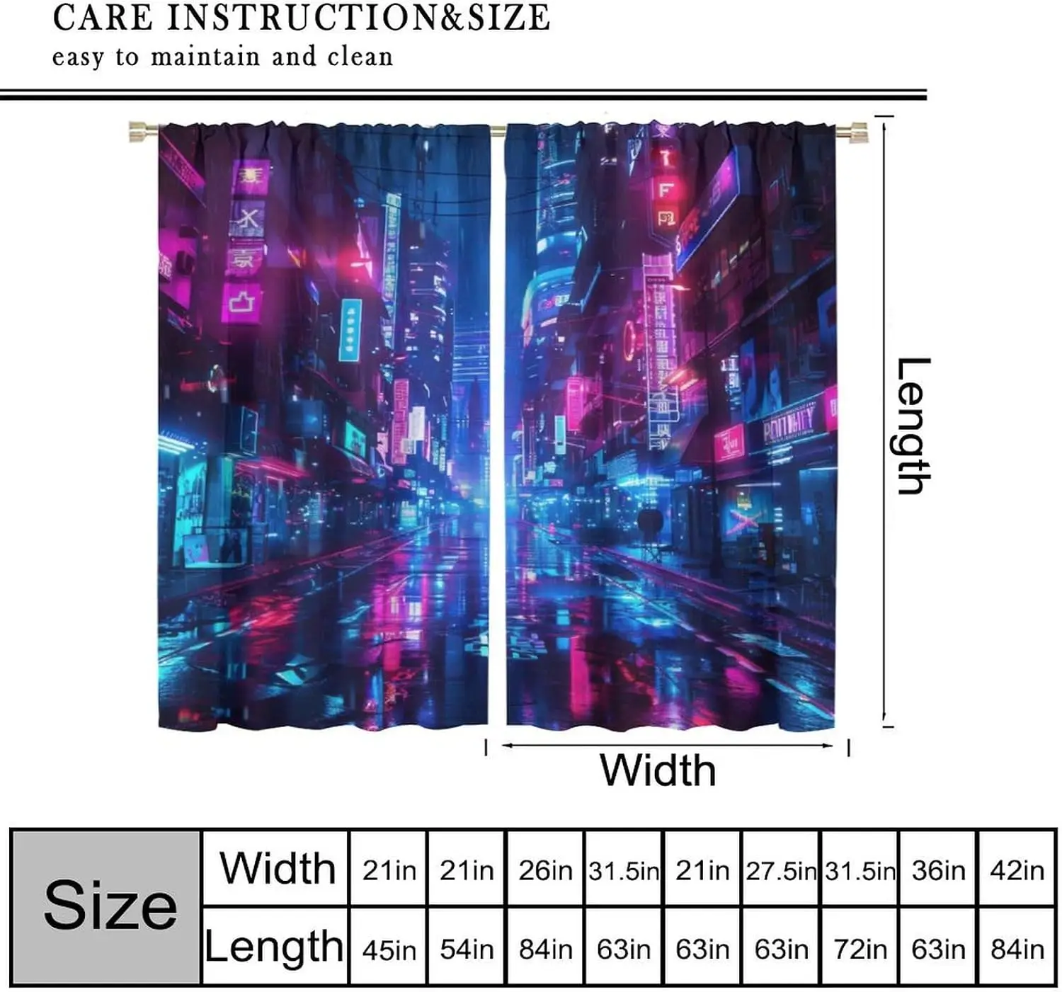 Cyberpunk Neon Tokyo Cityscape Curtain Waterproof Blackout Room Divider Futuristic Abstract Aesthetic Modern Home Decor Backdrop