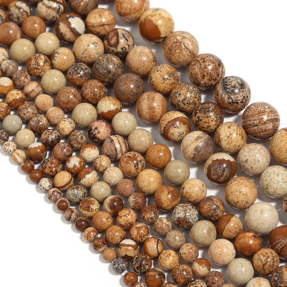 Natural Stone Picture Jasper Round Beads 15\